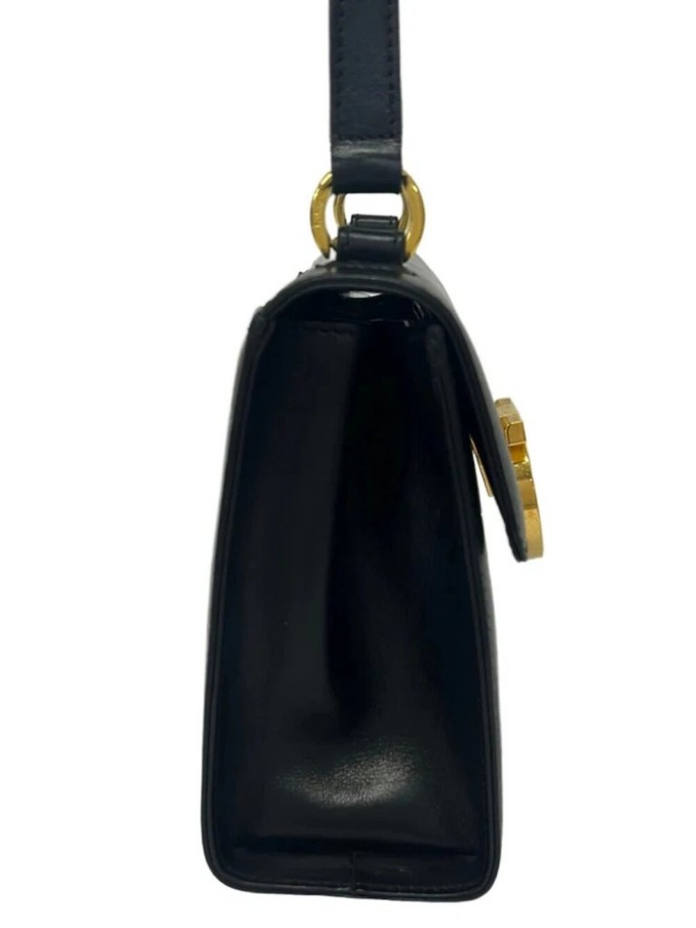 Salvatore Ferragamo Gancini Black Leather Shoulder Bag - Picture 4 of 9